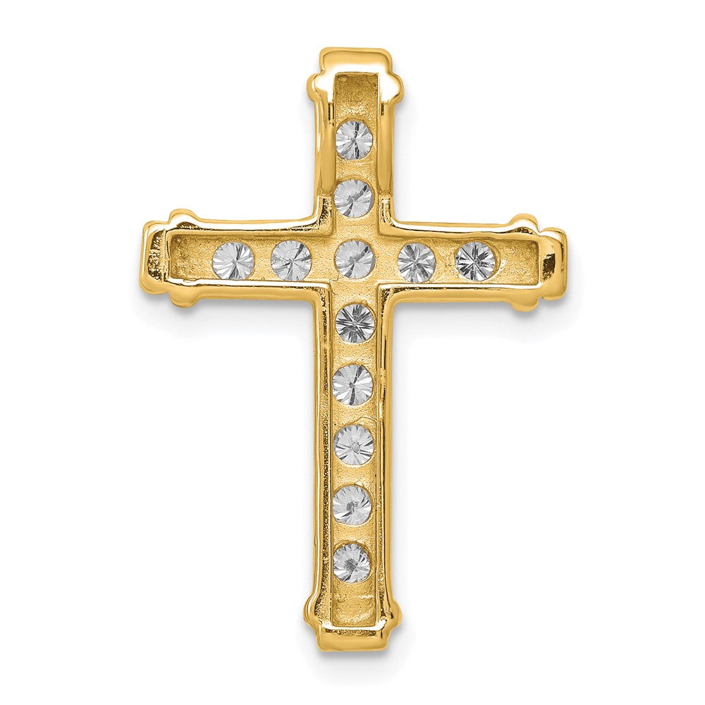 14k 3/8 carat AA Diamond Latin Cross Chain Slide