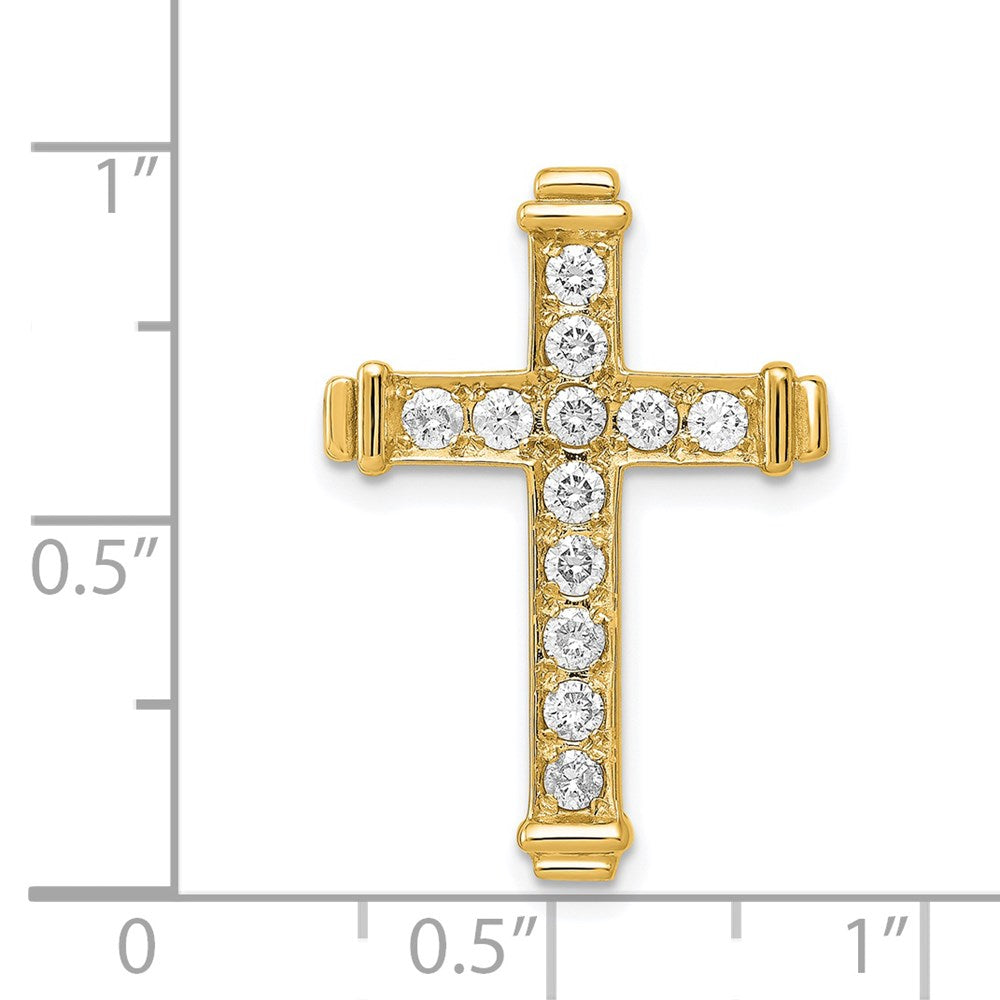 14k 3/8 carat AA Diamond Latin Cross Chain Slide