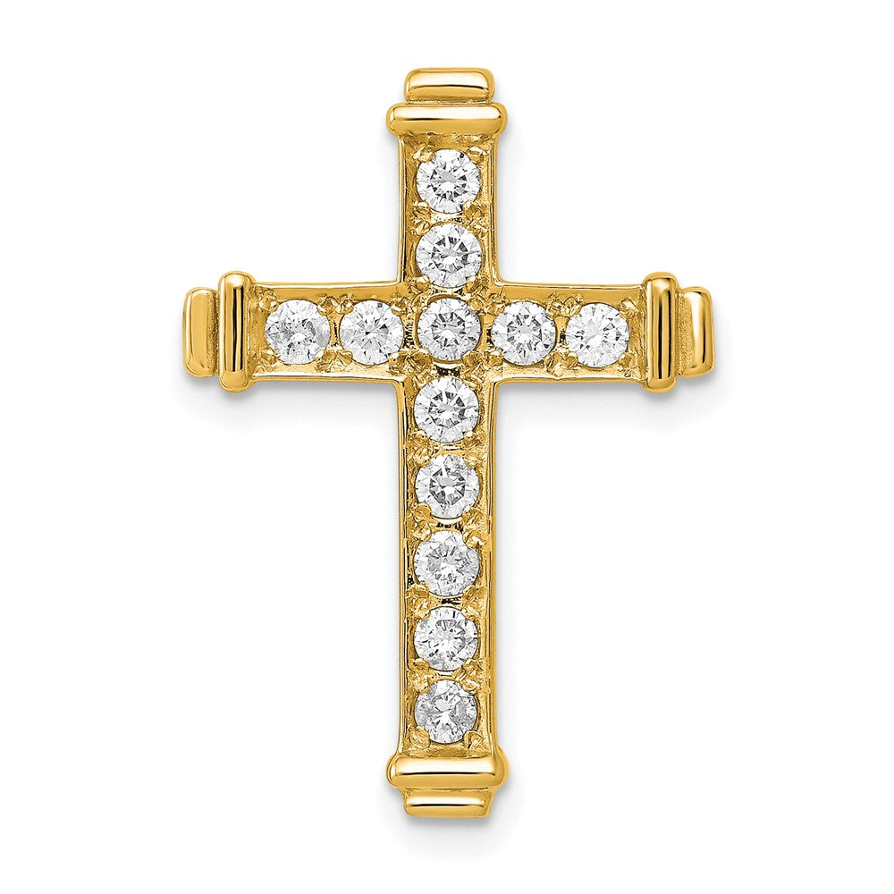 14k 3/8 carat AA Diamond Latin Cross Chain Slide