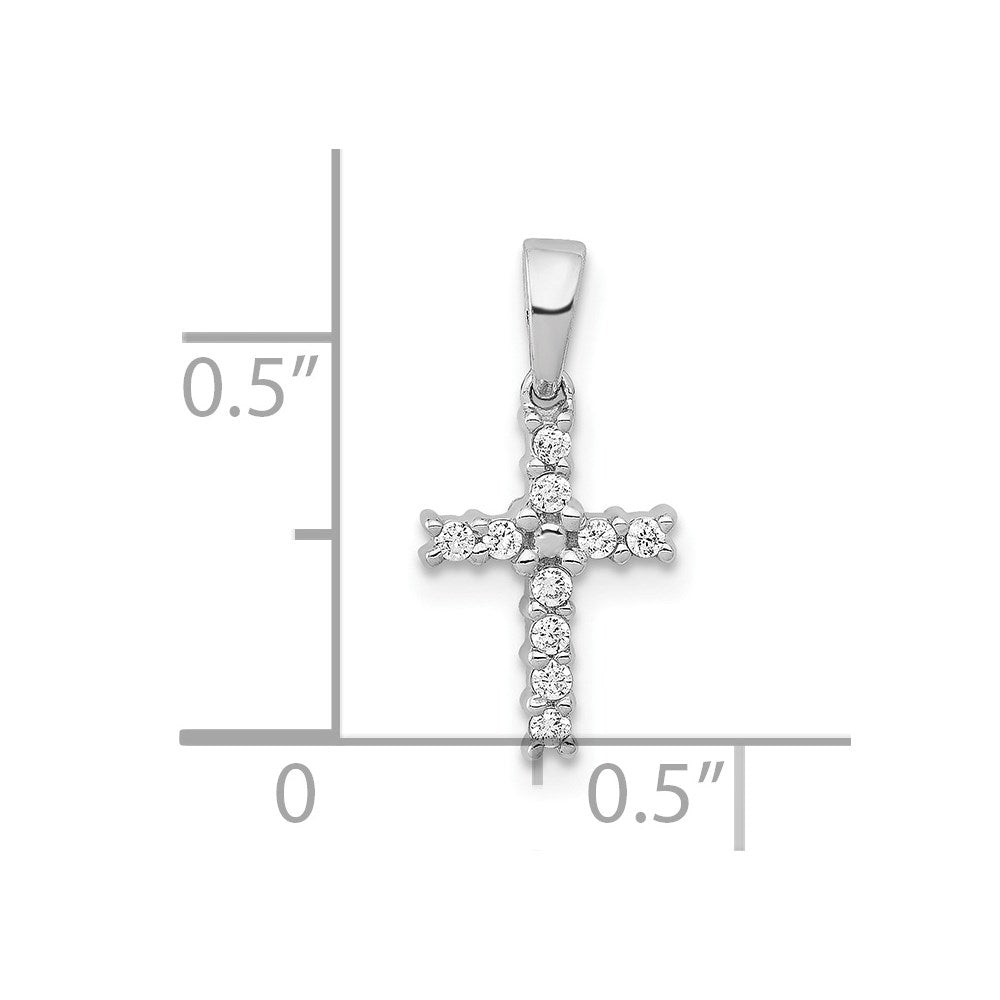 14k White Gold 1/10 carat Diamond Latin Cross Pendant