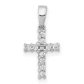 14k White Gold 1/10 carat Diamond Latin Cross Pendant