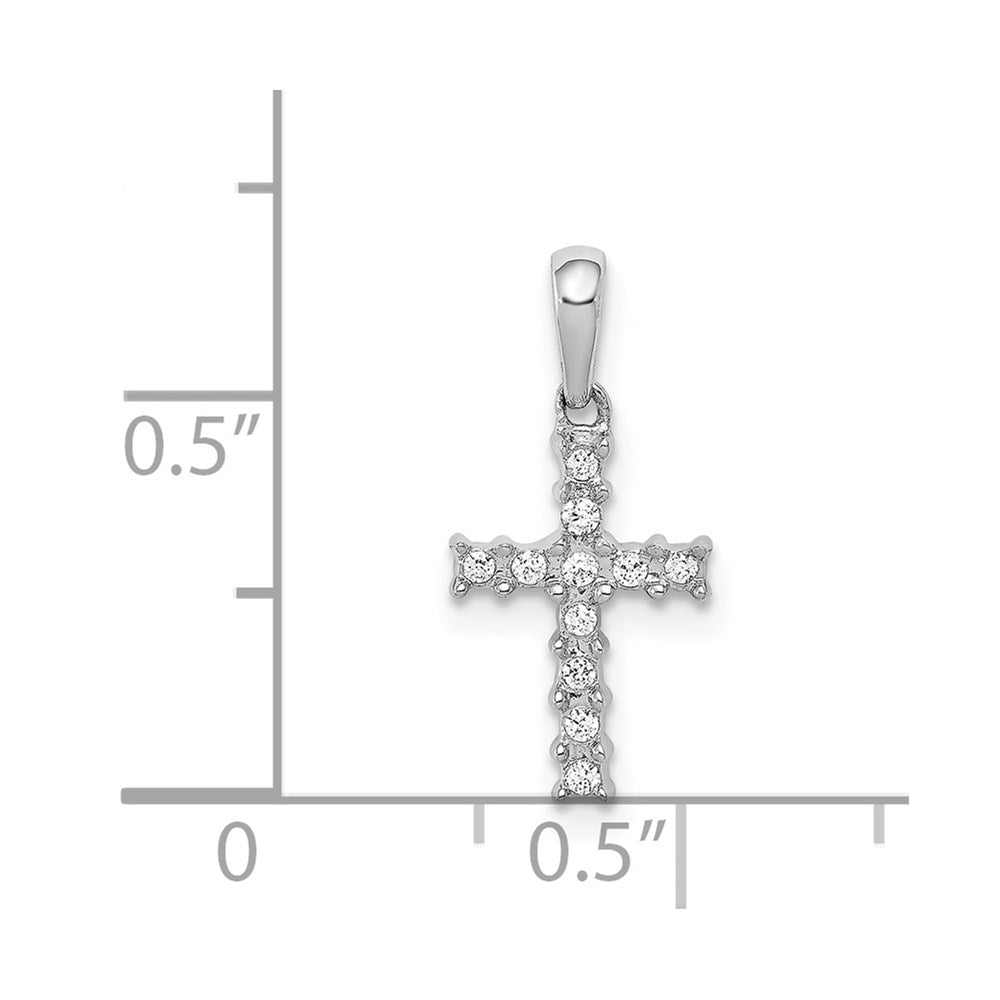 14k White Gold 1/20 carat Diamond Latin Cross Pendant