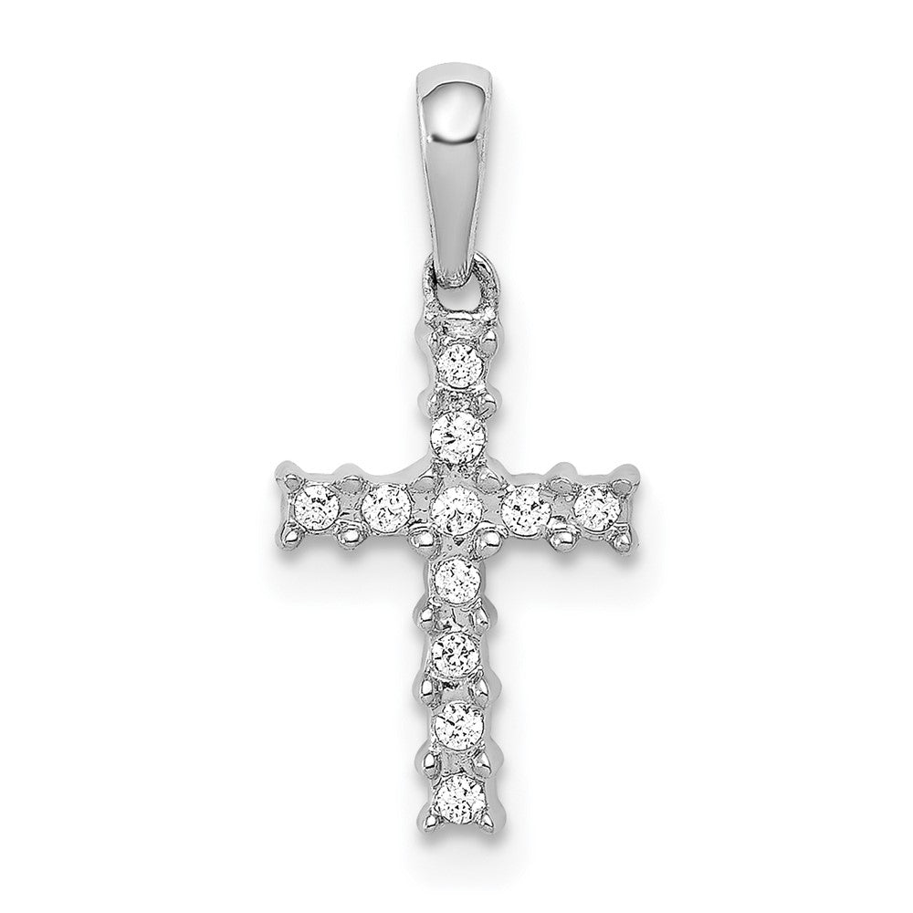 14k White Gold 1/20 carat Diamond Latin Cross Pendant