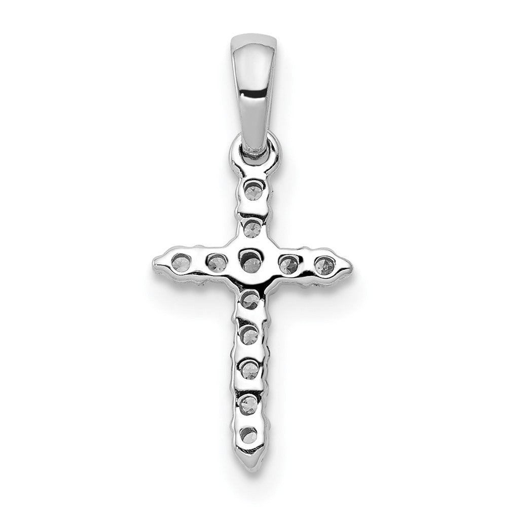 14k White Gold Polished 1/10 carat Diamond Cross Pendant