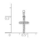 14k White Gold Polished 1/10 carat Diamond Cross Pendant