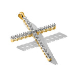 14k and White Rhodium 1/4 carat Diamond Cross Pendant