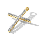 14k and White Rhodium 1/4 carat Diamond Cross Pendant