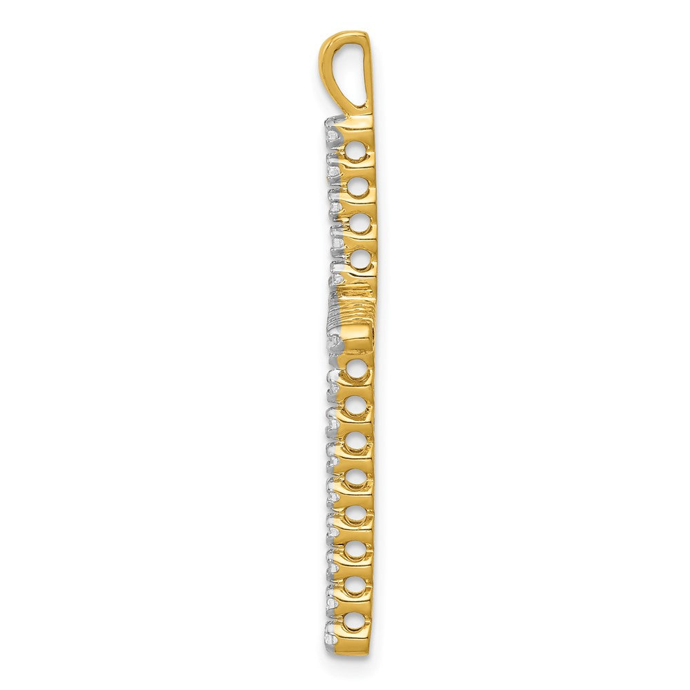 14k and White Rhodium 1/4 carat Diamond Cross Pendant
