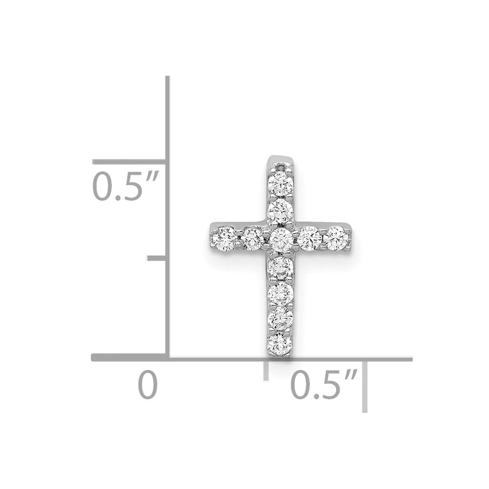 14k White Gold 1/5 carat Diamond Latin Cross Chain Slide