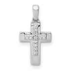 14k White Gold 1/20 carat Diamond Cross Pendant