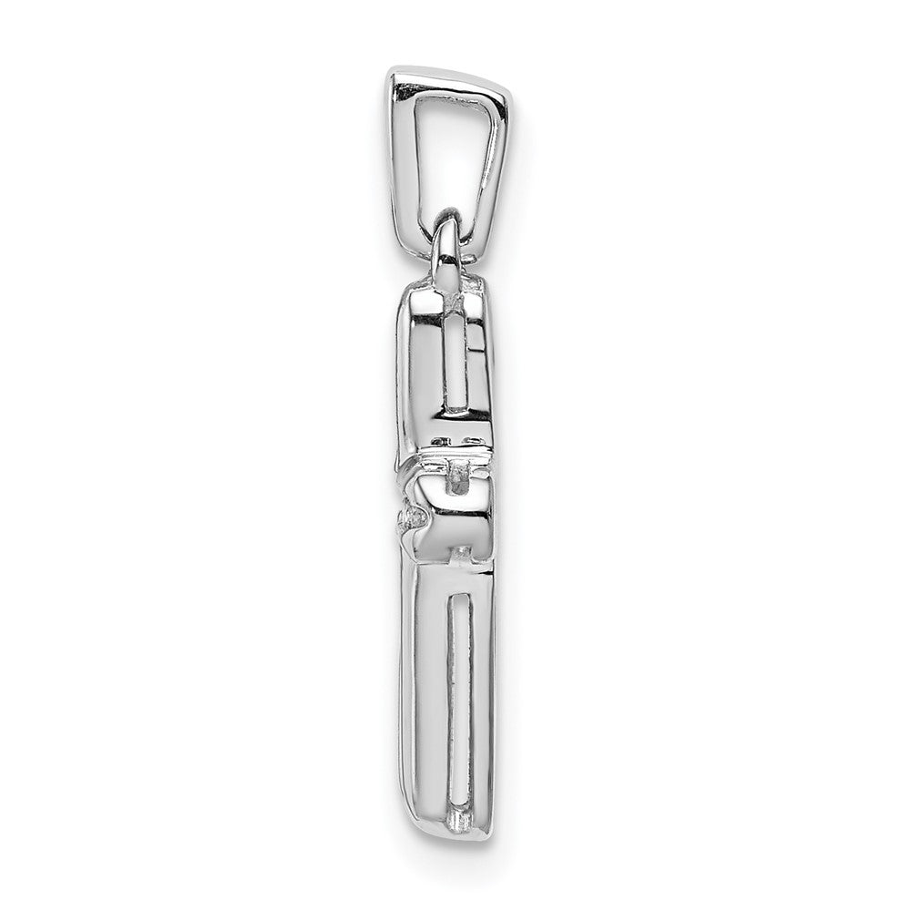 14k White Gold 1/6 carat Diamond Latin Cross Pendant