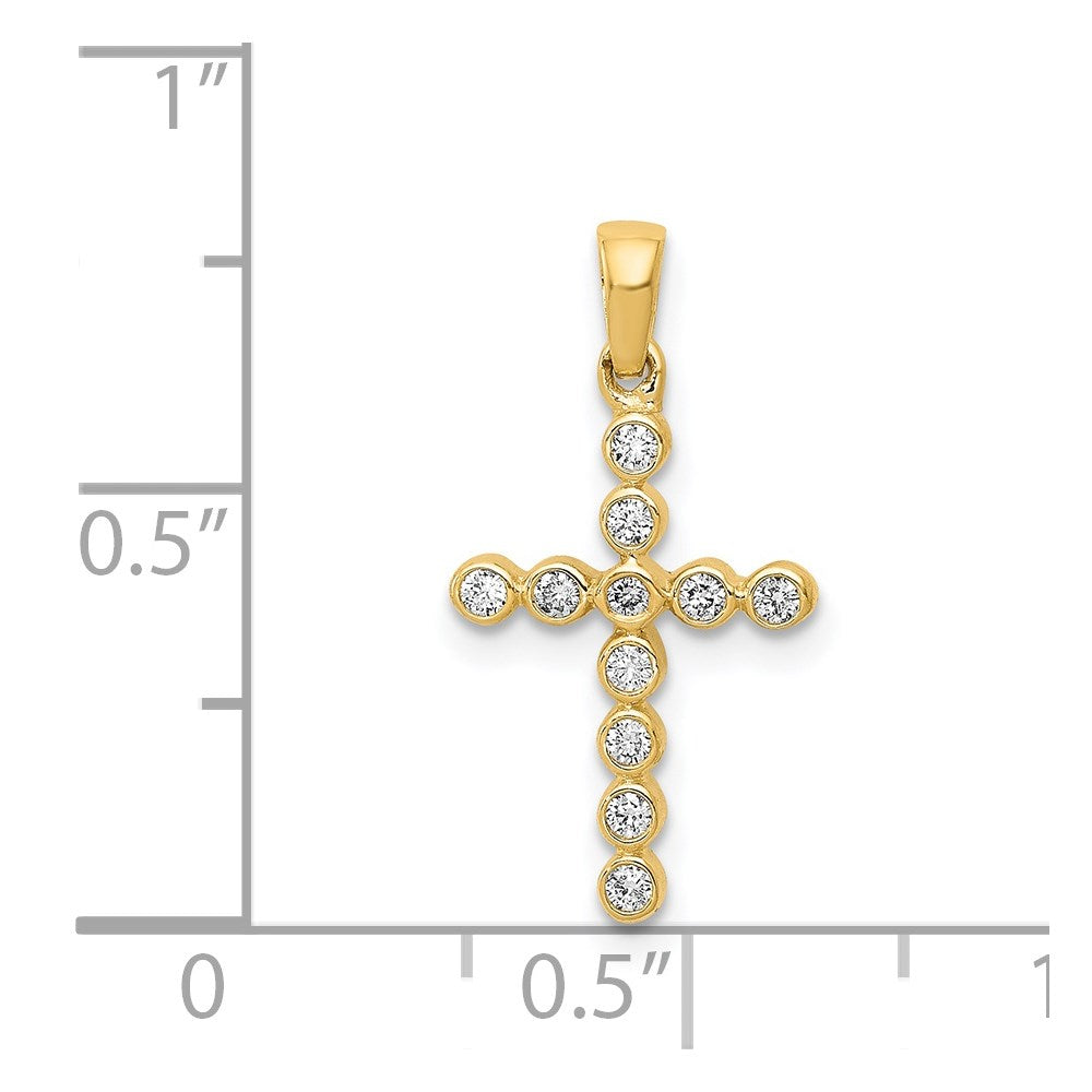 14k Polished 1/10 carat Diamond Cross Pendant