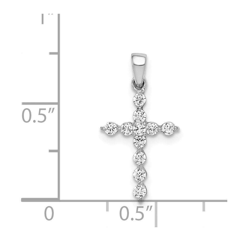 14k White Gold 1/4 carat Diamond Cross Pendant