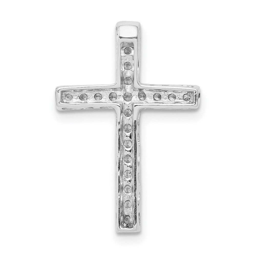 14k White Gold 1/5 carat Diamond Cross Omega Slide Pendant