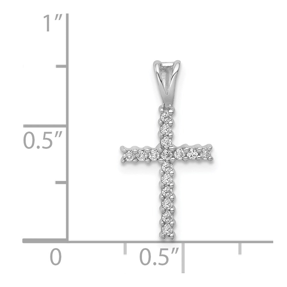 14k White Gold 1/6 carat Diamond Latin Cross Pendant