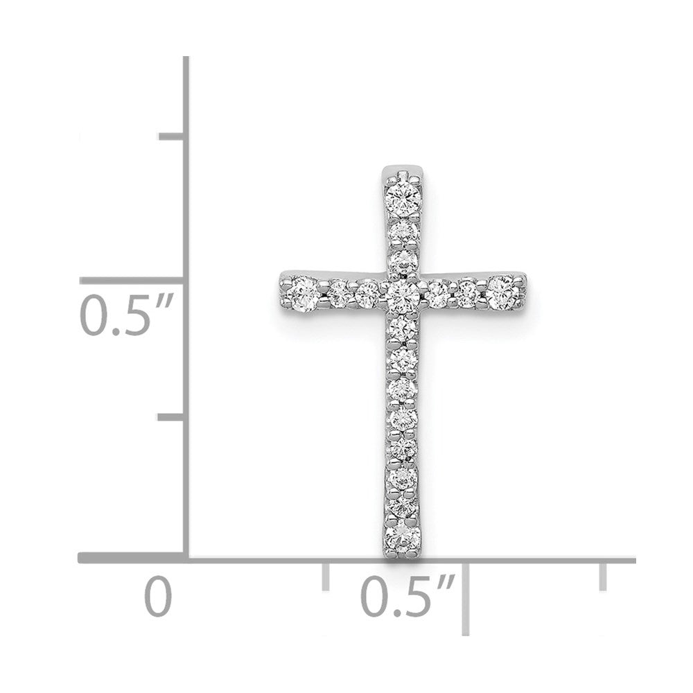 14k White Gold 1/5 carat Diamond Latin Cross Chain Slide