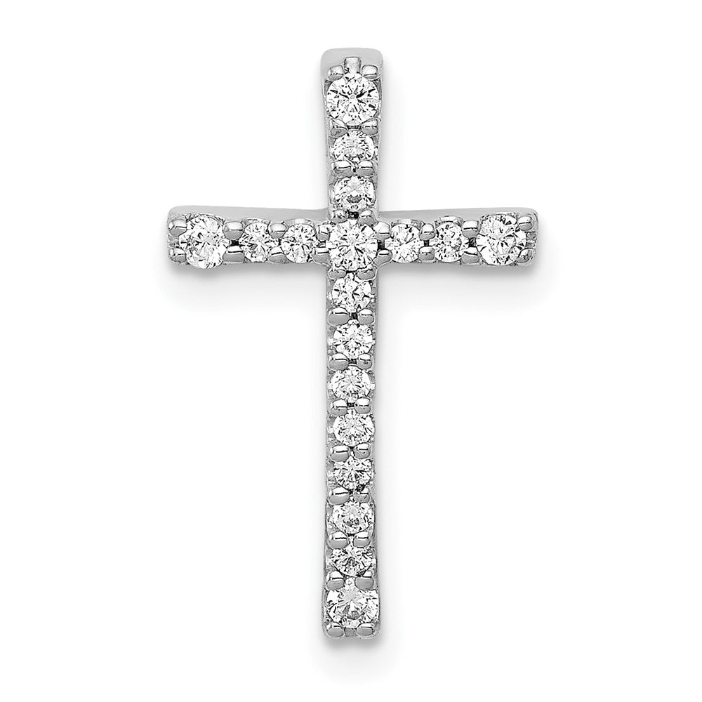 14k White Gold 1/5 carat Diamond Latin Cross Chain Slide