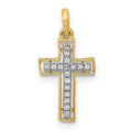 14k and White Rhodium 1/20 carat Diamond Cross Pendant