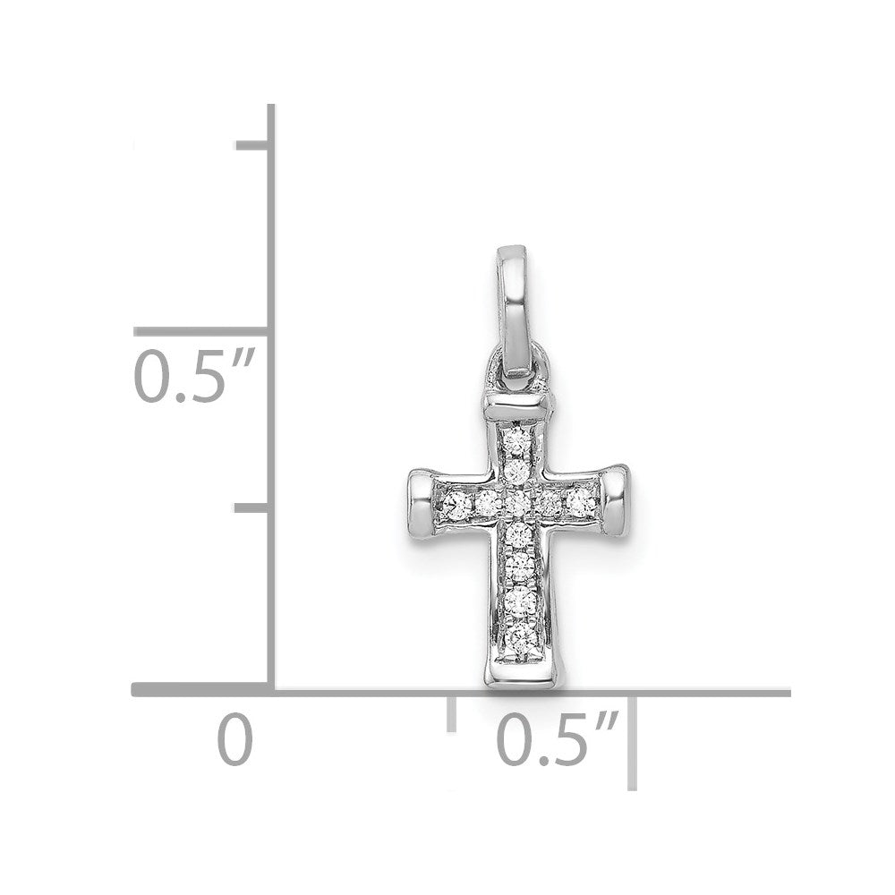 14k White Gold Small 1/20 carat Diamond Latin Cross Pendant