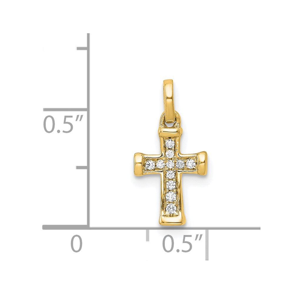 14k Small 1/20 carat Diamond Latin Cross Pendant