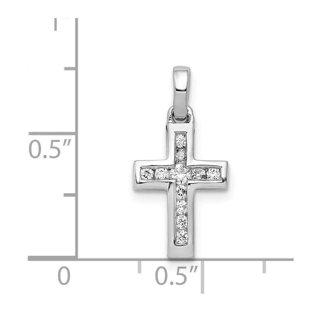 14k White Gold 1/6 carat Diamond Latin Cross Pendant