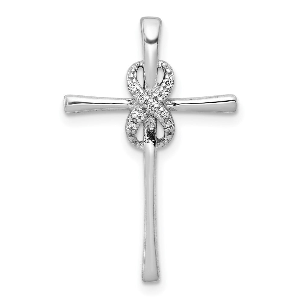 14k White Gold .03 carat Diamond Infinity Cross Chain Slide