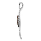 14k White Gold 1/10 carat Champagne Diamond Heart Cross Pendant