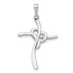 14k White Gold 1/10 carat Champagne Diamond Heart Cross Pendant