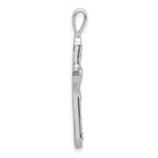 14k White Gold 1/10 carat AA Diamond Heart Cross Pendant
