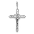14k White Gold 1/10 carat AA Diamond Heart Cross Pendant