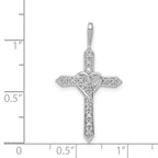 14k White Gold 1/10 carat AA Diamond Heart Cross Pendant