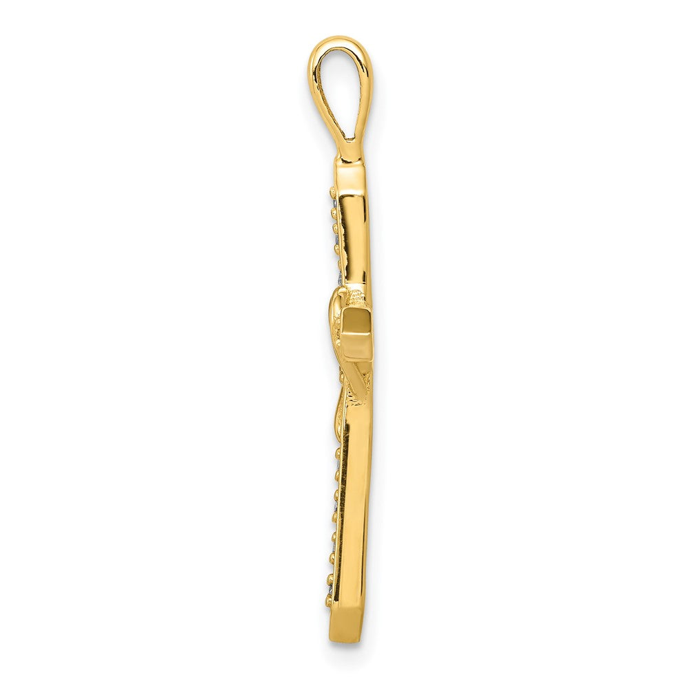 14k 1/10 carat AA Diamond Heart Cross Pendant