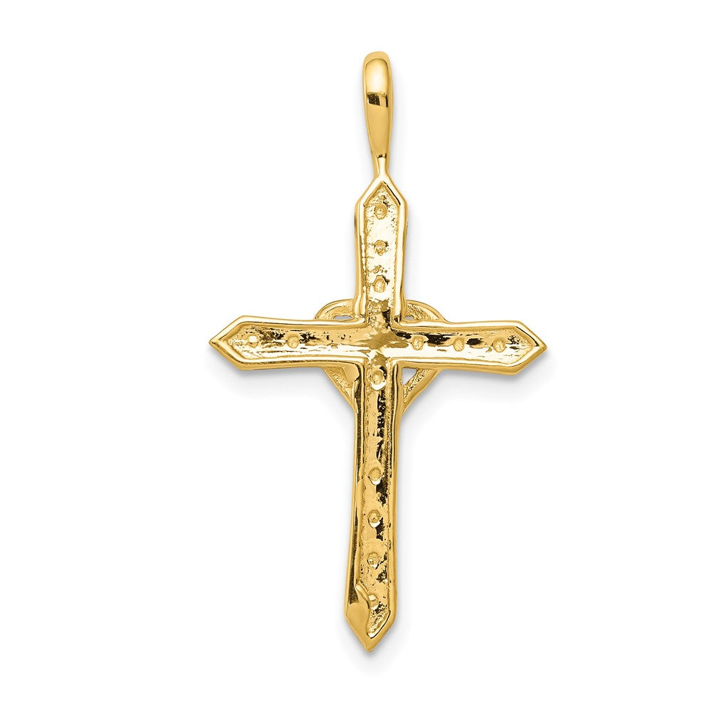 14k 1/10 carat AA Diamond Heart Cross Pendant