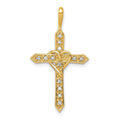 14k 1/10 carat AA Diamond Heart Cross Pendant