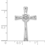 14k White Gold 1/15 carat Vibrant Moving Diamond Cross Chain Slide