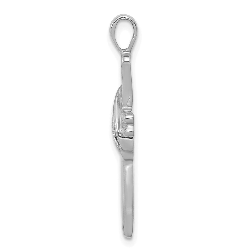 14k White Gold 3-Stone 1/20 carat AA Diamond Cross Pendant