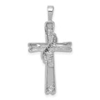 14k White Gold 3-Stone 1/20 carat AA Diamond Cross Pendant
