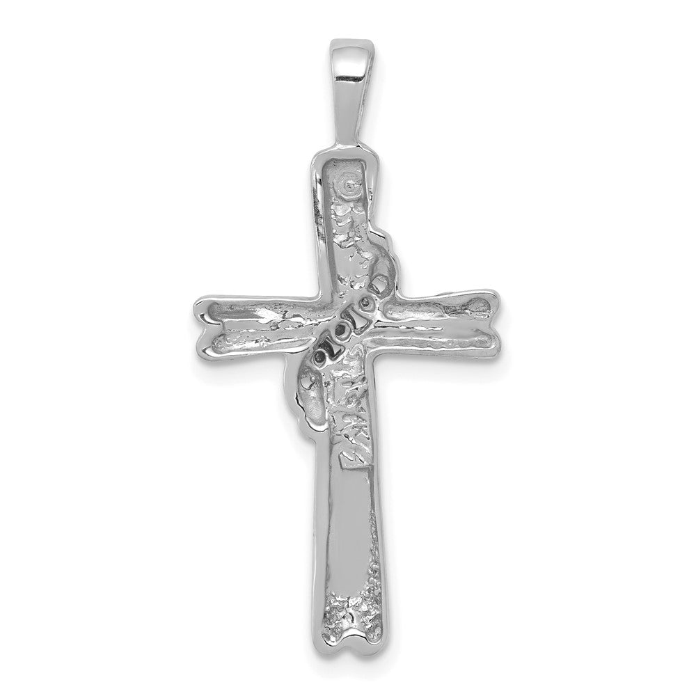 14k White Gold 3-Stone 1/20 carat AA Diamond Cross Pendant