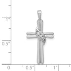 14k White Gold 3-Stone 1/20 carat AA Diamond Cross Pendant