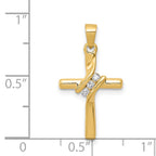 14k 3-Stone 1/20 carat AA Diamond Cross Pendant