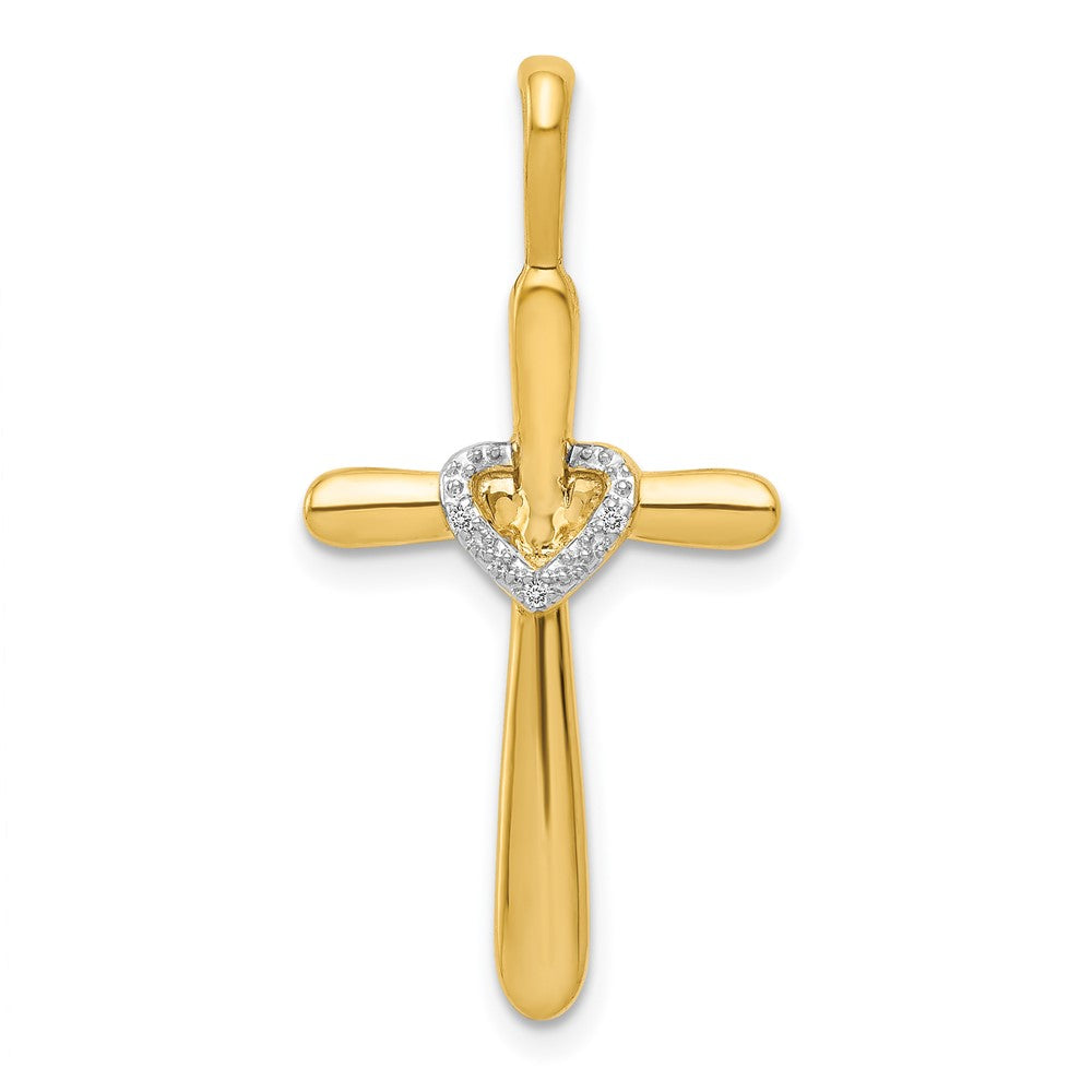 14k 1/10 carat Diamond Cross with Heart Pendant