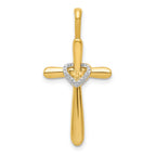 14k 1/10 carat Diamond Cross with Heart Pendant