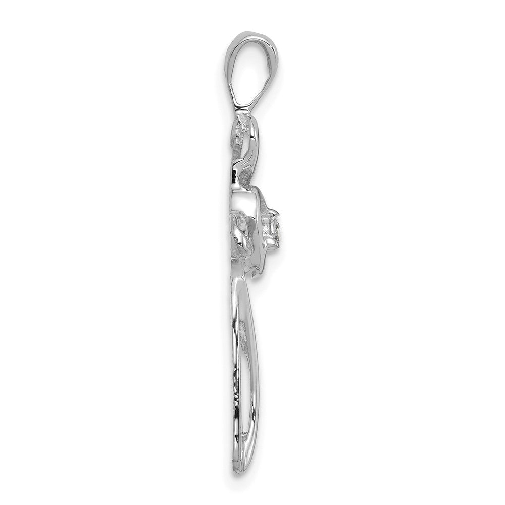 14k White Gold AA Diamond Cross with Heart Pendant