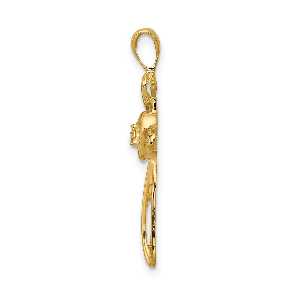 14k AA Diamond Cross with Heart Pendant