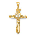 14k AA Diamond Cross with Heart Pendant