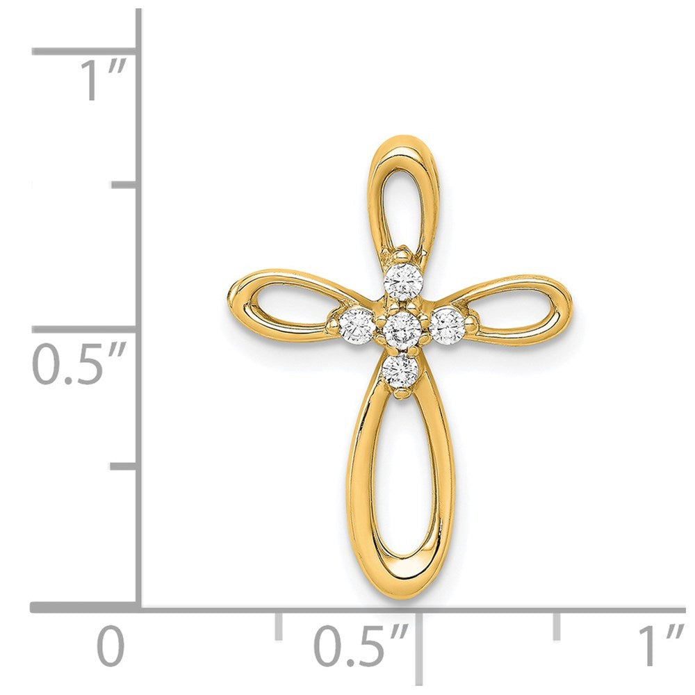 14k 1/10 carat Diamond Cross Chain Slide