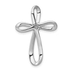 14k White Gold 1/6 carat Diamond Cross Omega Slide Pendant