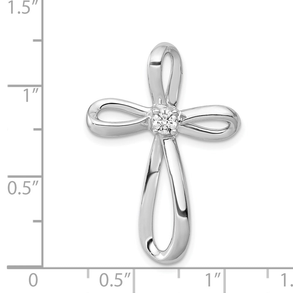 14k White Gold 1/6 carat Diamond Cross Omega Slide Pendant