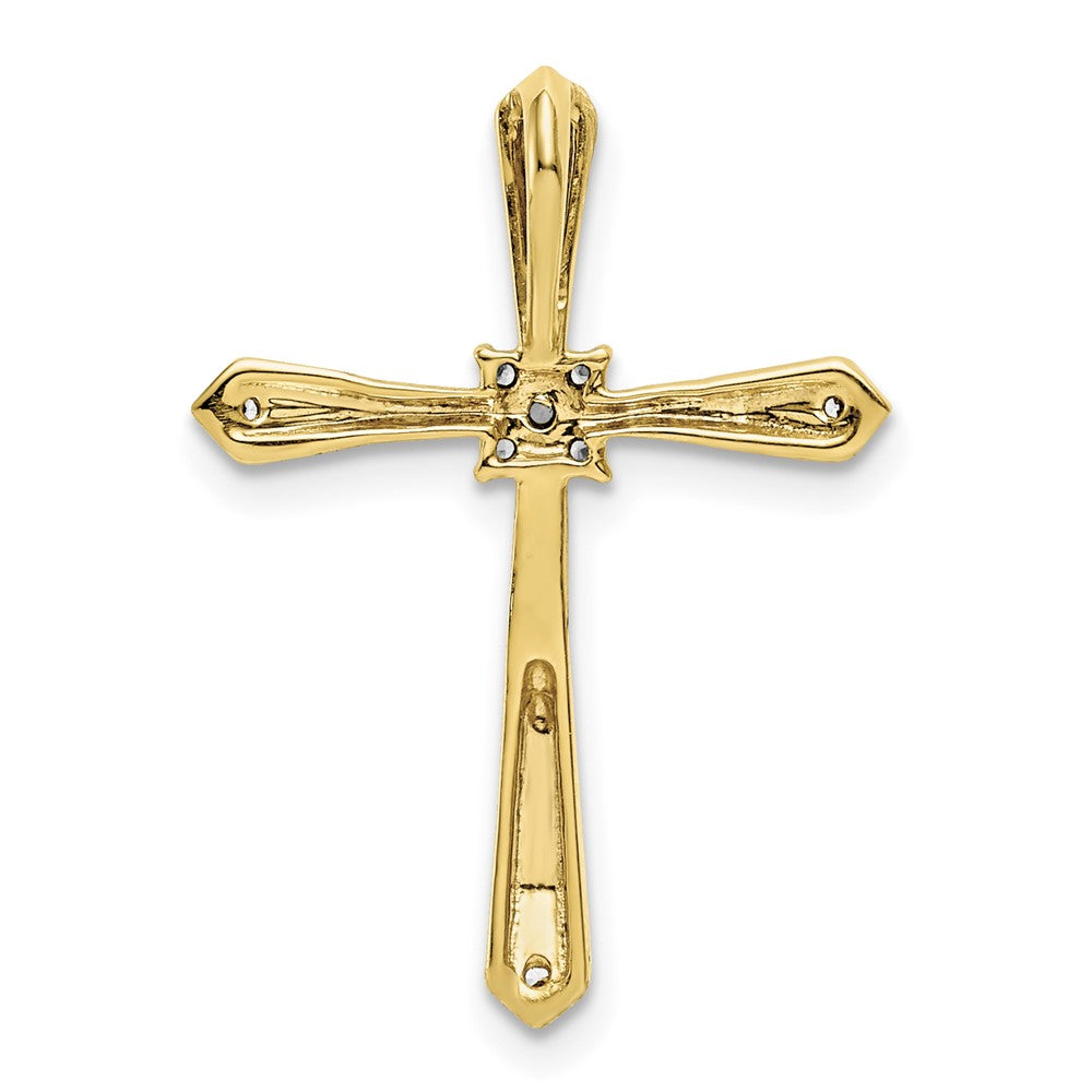 14k and White Rhodium 1/20 carat Diamond Cross Chain Slide