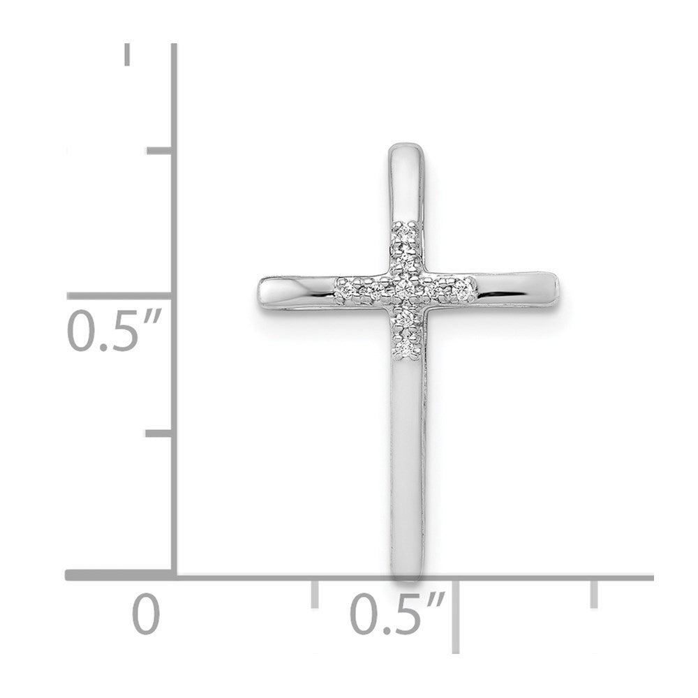 14k White Gold .03 carat Diamond Cross Chain Slide